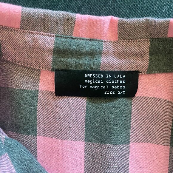 LALA ORIGINAL: Ziggy Oversized Grunge Flannel in Pink + Grey, Size S/M - Picture 6 of 6